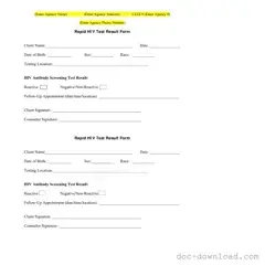 Fill Out Your Negative Hiv Test Template