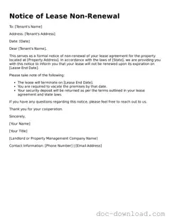 Printable Notice of Lease Non-Renewal Template