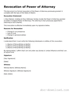 Printable Revocation of Power of Attorney Template