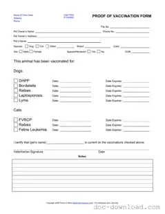 Fill Out Your Proof Of Vaccination Dog Template