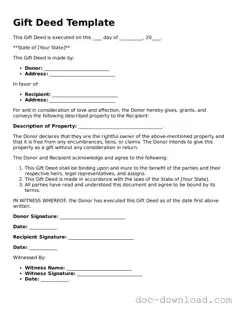 Printable Gift Deed Template