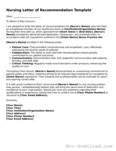 Printable Nursing Letter of Recommendation Template