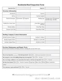 Fill Out Your Roof Inspection Template