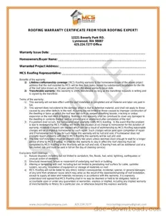 Fill Out Your Roofing Warranty Certificate Template