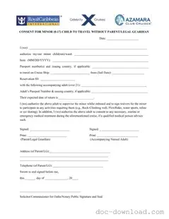 Fill Out Your Royal Caribbean Parental Consent Template