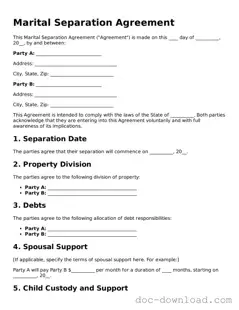Printable Marital Separation Agreement Template