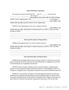 Fill Out Your Shared Well Agreement Template