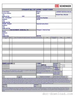 Fill Out Your Straight Bill Of Lading Template
