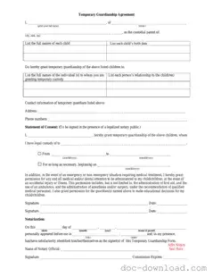 Fill Out Your Temporary Custody Template