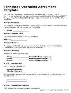 Blank Operating Agreement Document for Tennessee
