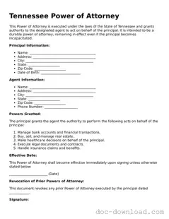 Blank  Power of Attorney Document for Tennessee