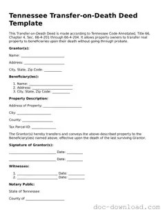Blank Transfer-on-Death Deed Document for Tennessee