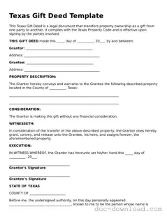 Blank  Gift Deed Document for Texas