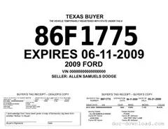 Fill Out Your Texas Temporary Tag Template