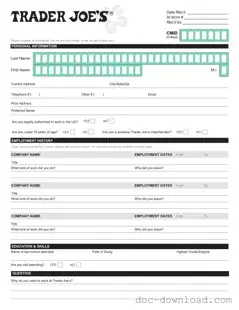 Fill Out Your Trader Joe's application Template