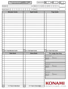 Fill Out Your Konami Decklist Template