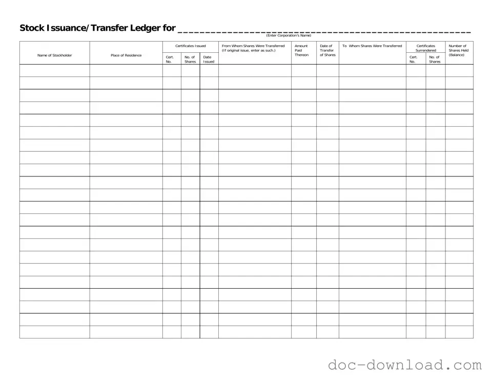 Fill Out Your Stock Transfer Ledger Template