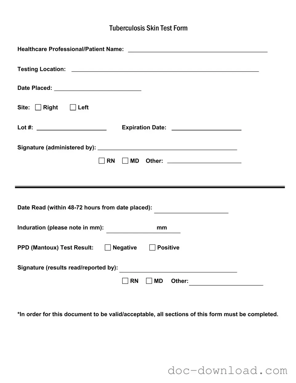 Fill Out Your Tb Test Template