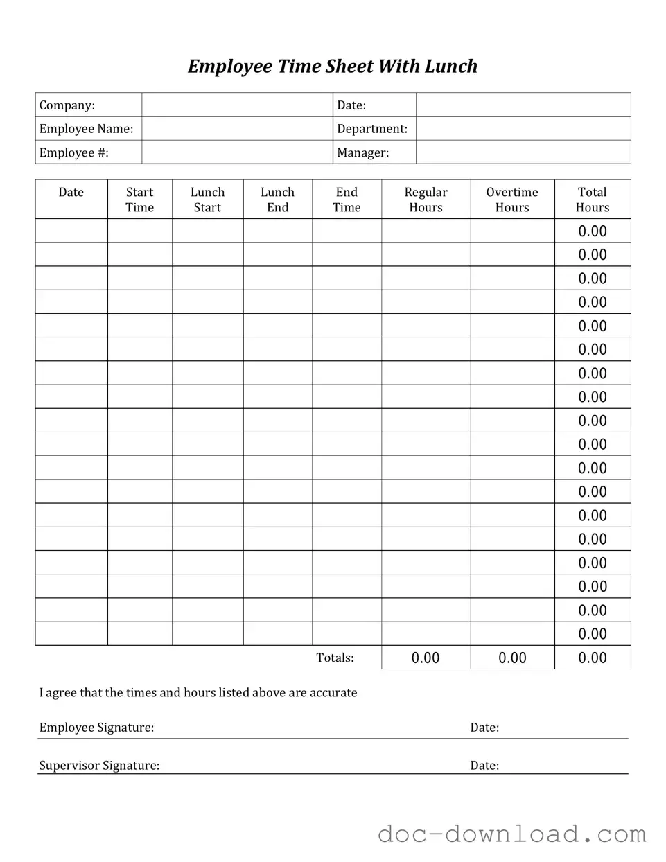 Fill Out Your Time Card Template