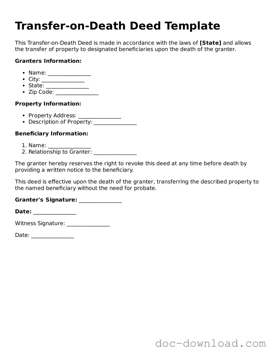 Printable Transfer-on-Death Deed Template