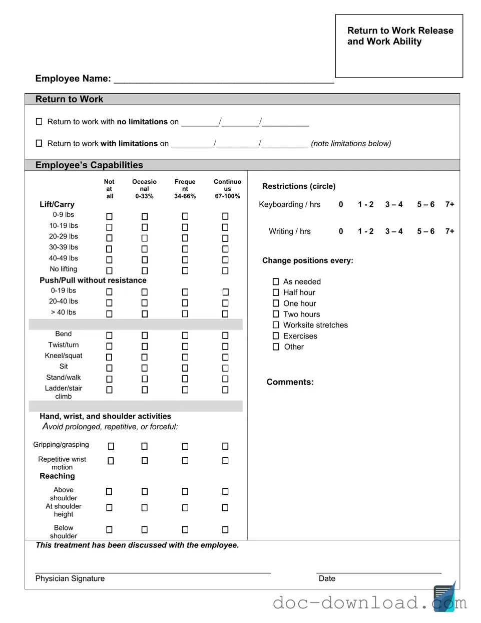 Fill Out Your Work Release Template